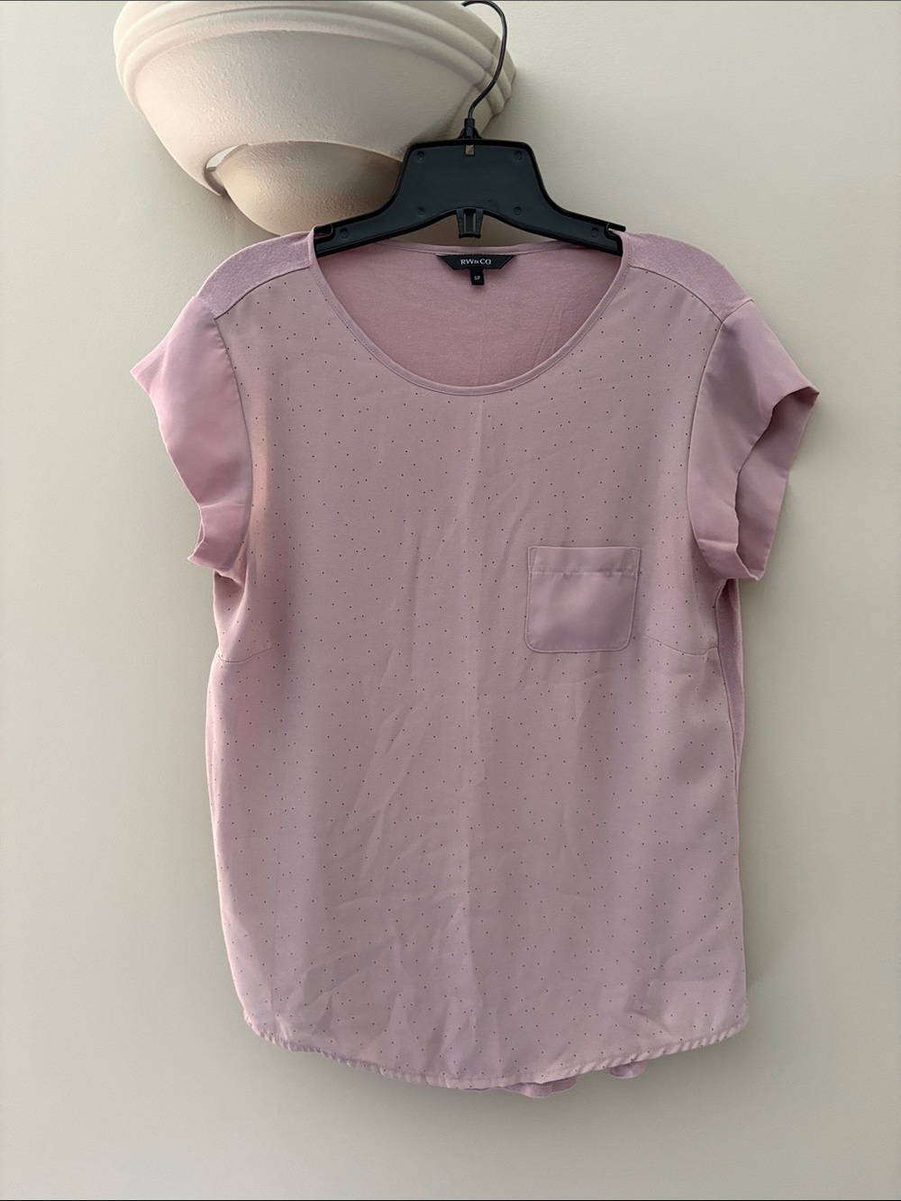 RW&CO. Light Mauve Short Sleeve Pocket Blouse